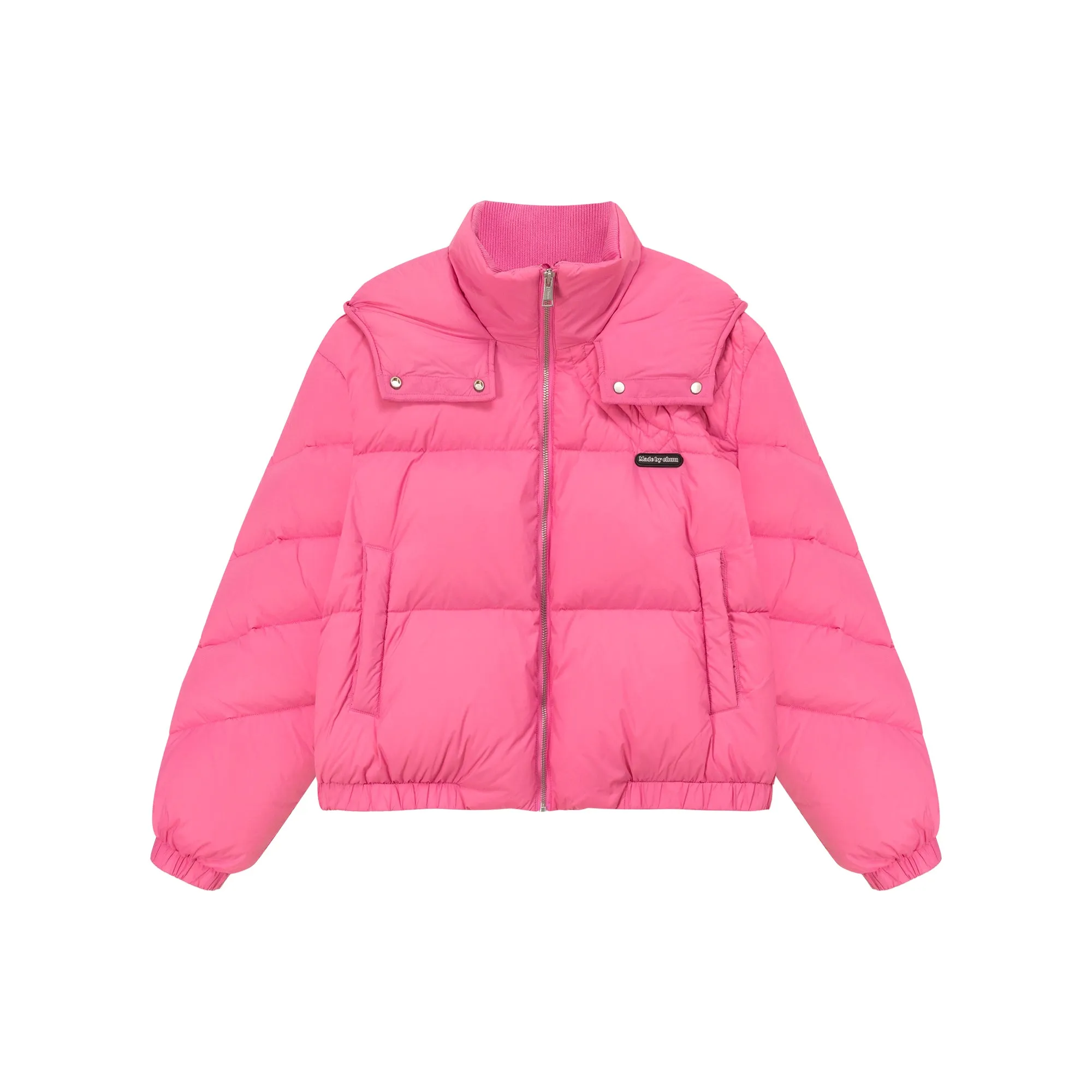 Colored Hooded Simple Padded Jacket