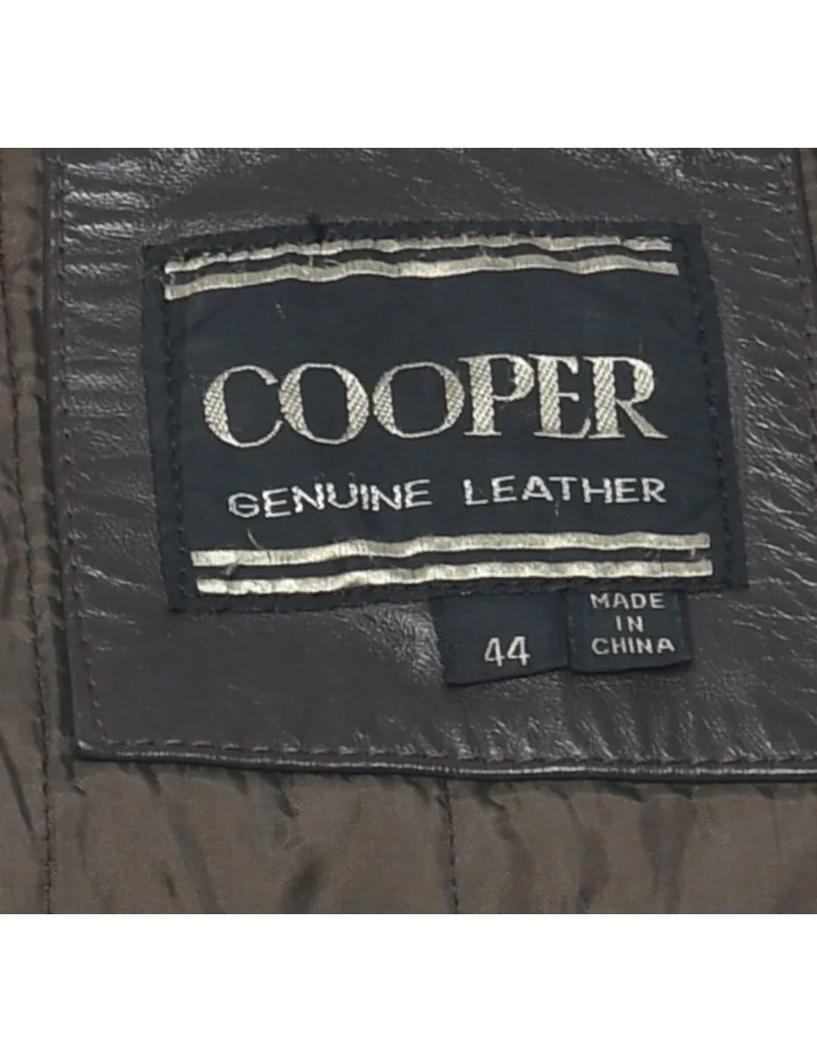 Dark Brown Leather Jacket - XL