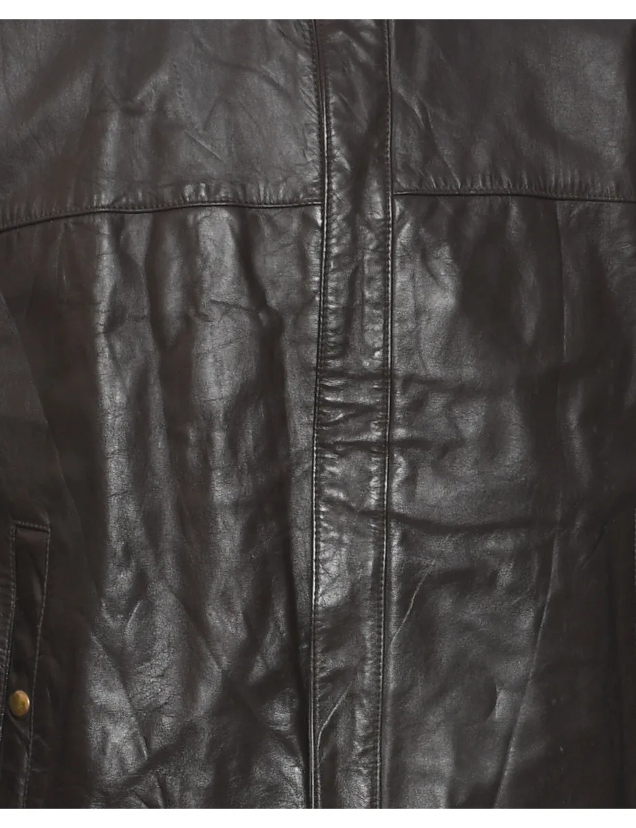 Dark Brown Leather Jacket - XL