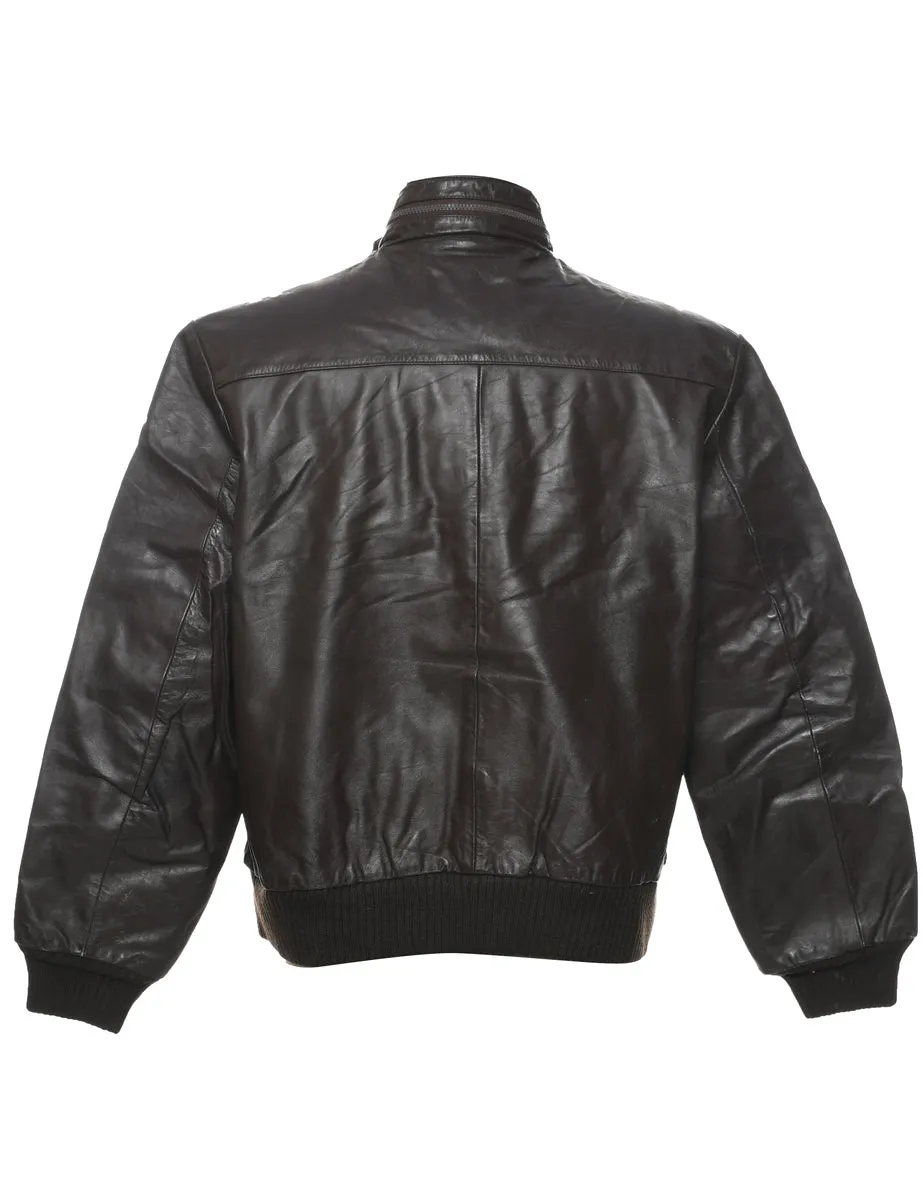 Dark Brown Leather Jacket - XL