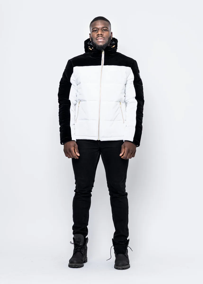 DOWN JACKET - WHITE/BLACK VELVET