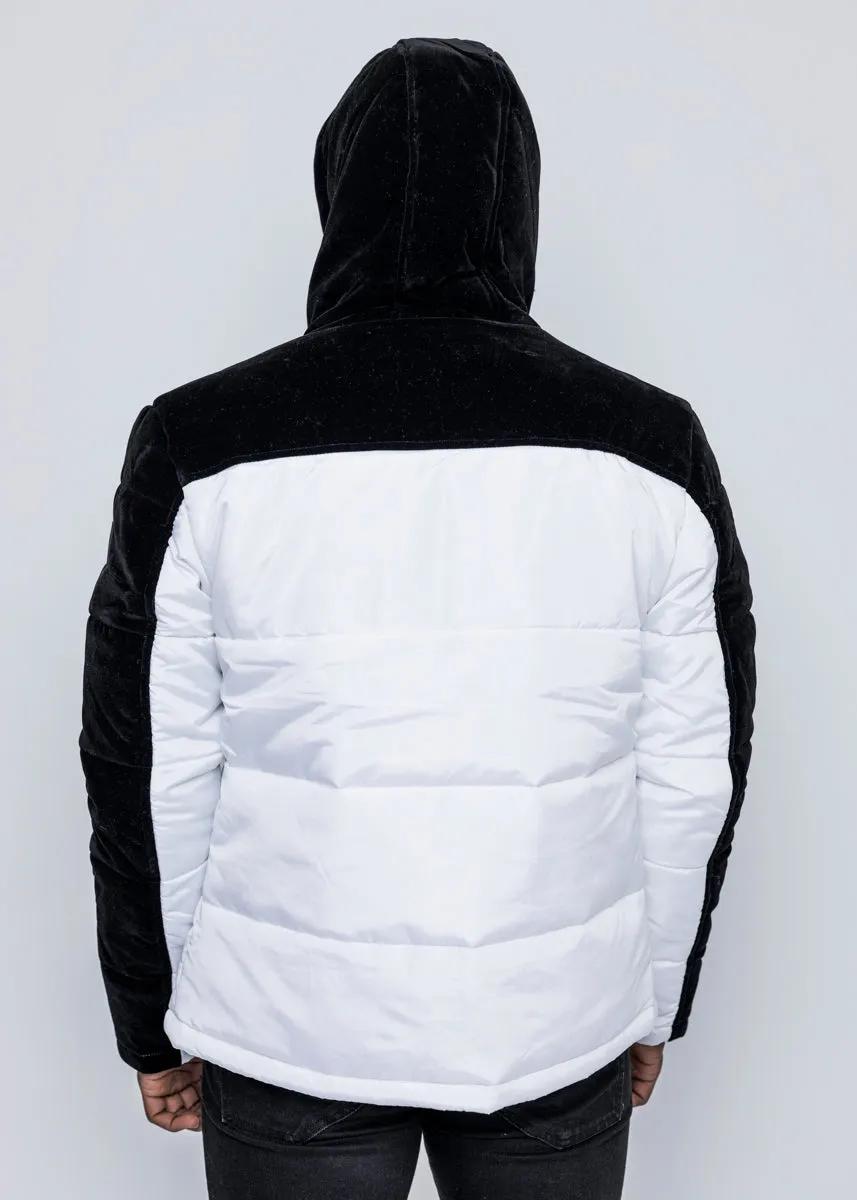 DOWN JACKET - WHITE/BLACK VELVET