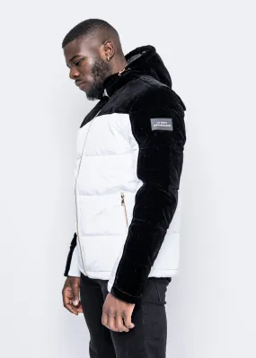DOWN JACKET - WHITE/BLACK VELVET