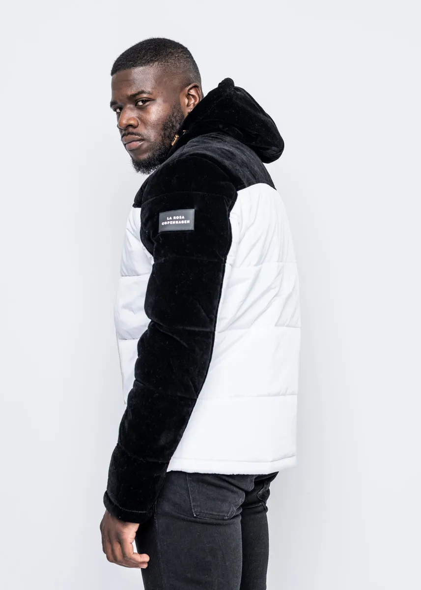 DOWN JACKET - WHITE/BLACK VELVET