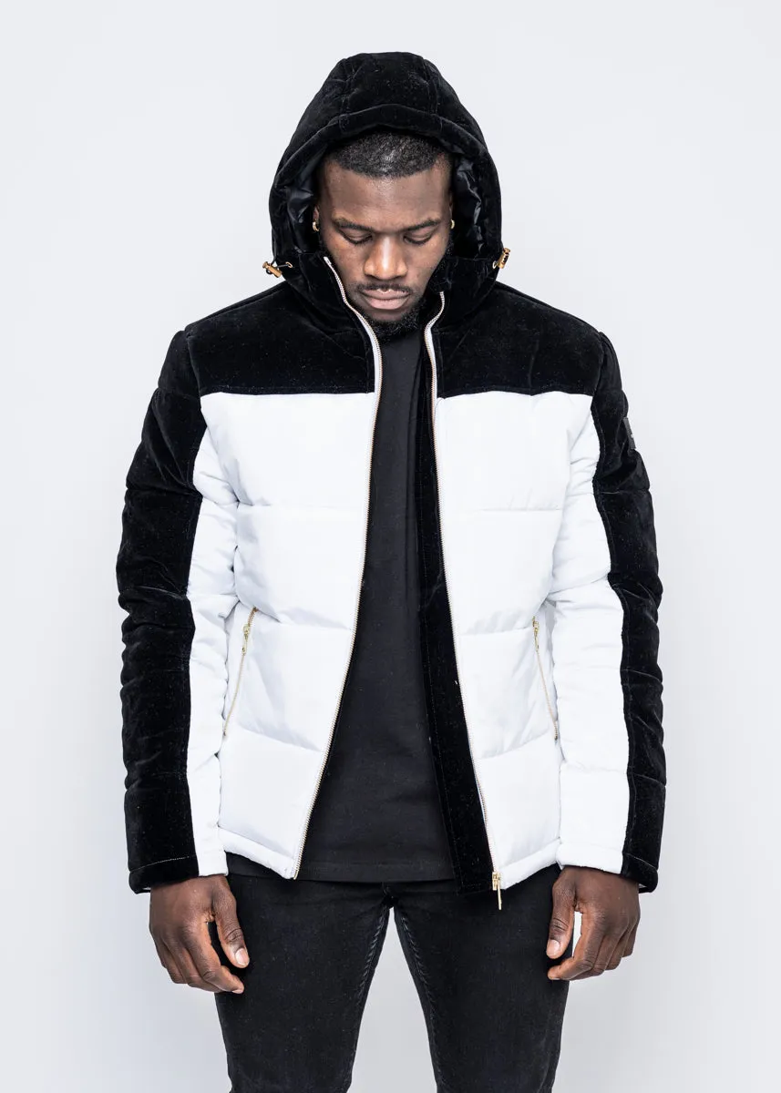 DOWN JACKET - WHITE/BLACK VELVET