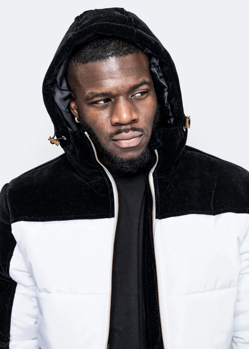 DOWN JACKET - WHITE/BLACK VELVET