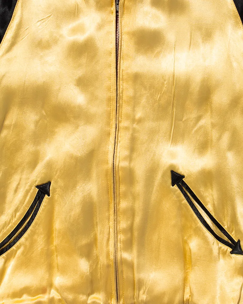 Japanese Repro Souvenir Jacket, Reversible, Red with Blossoms, and Yellow and Black