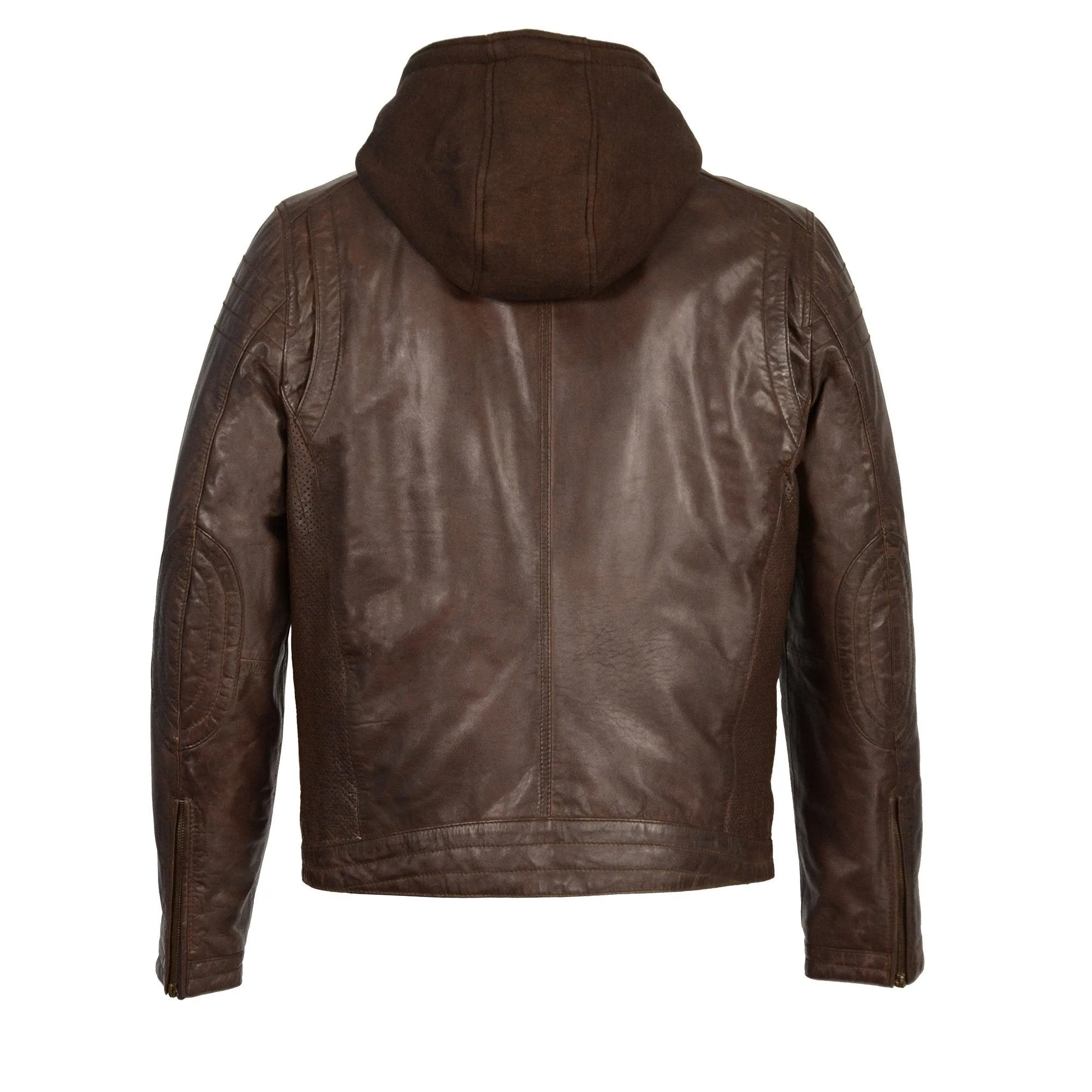 Milwaukee Leather-SFM1845-Men's Brown  Zipper Front Leather Jacket with Removable Hood