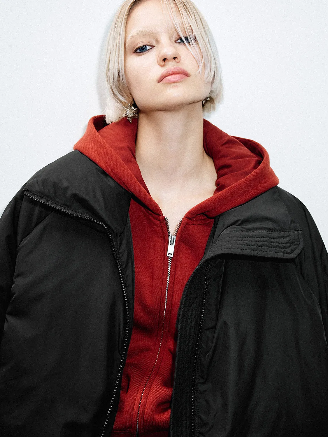 Padded Down Zip Front Puffer Jackets