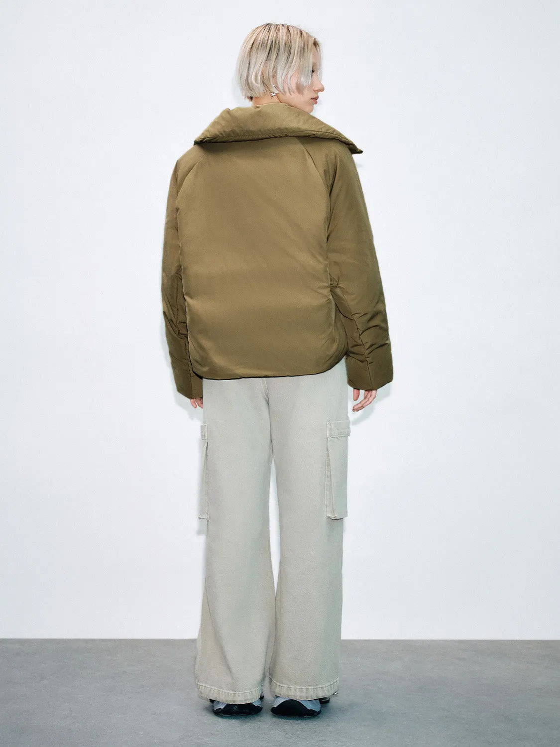 Padded Down Zip Front Puffer Jackets
