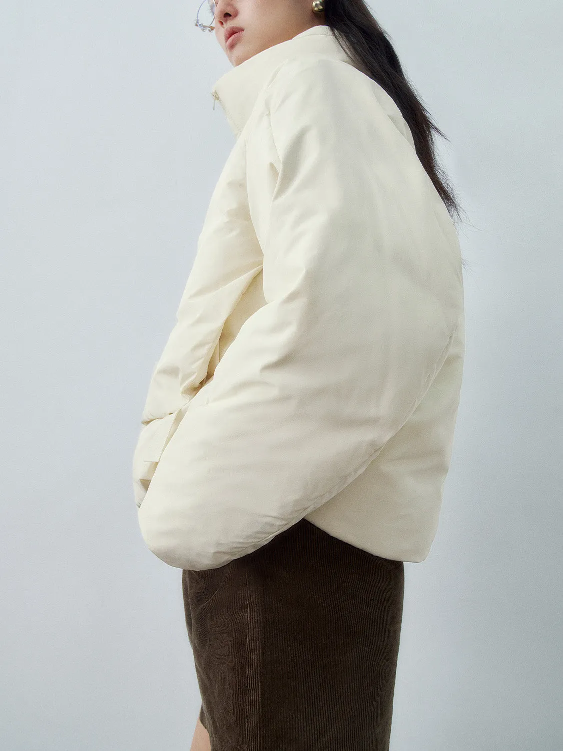 Padded Down Zip Front Puffer Jackets