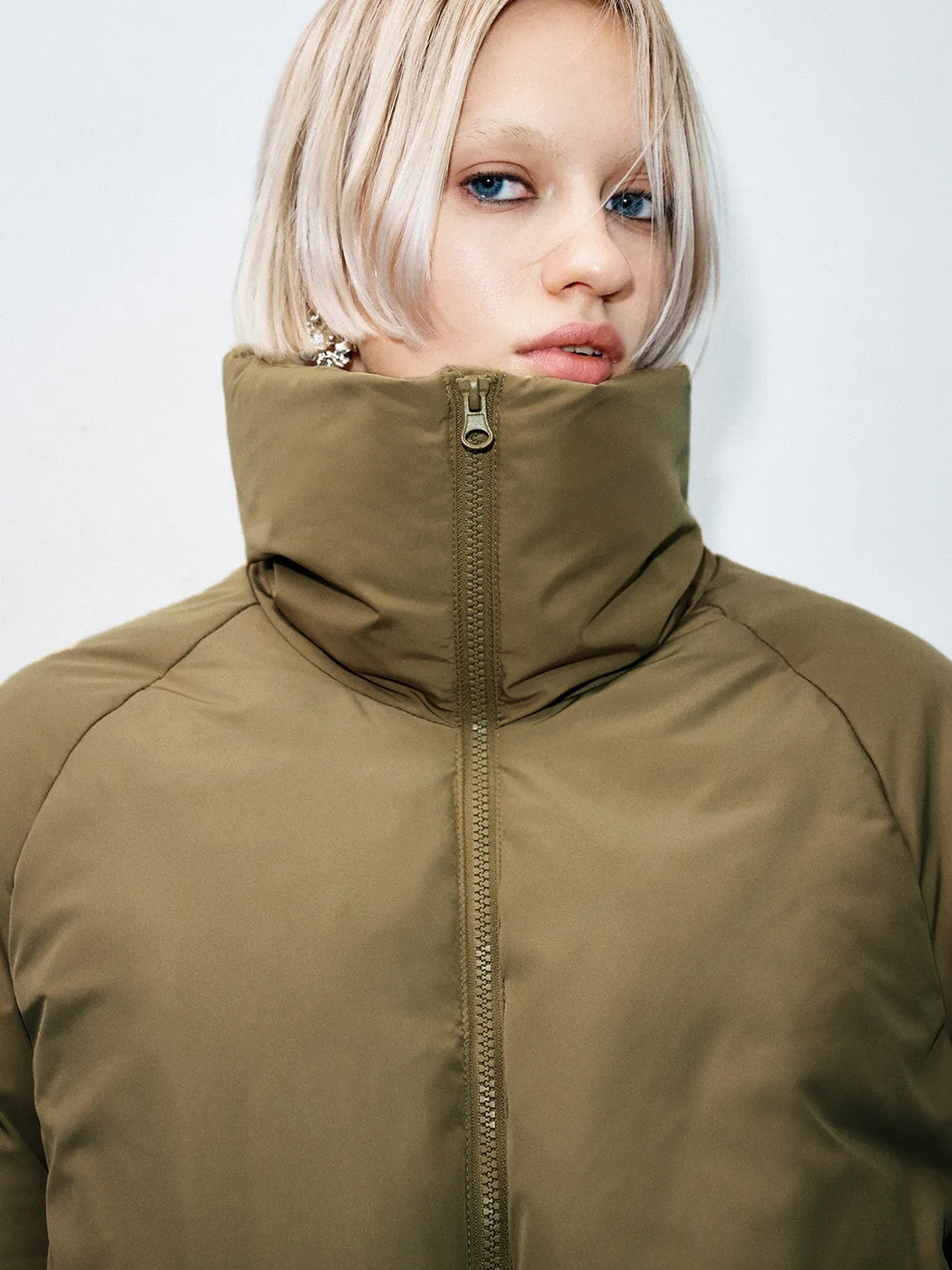 Padded Down Zip Front Puffer Jackets