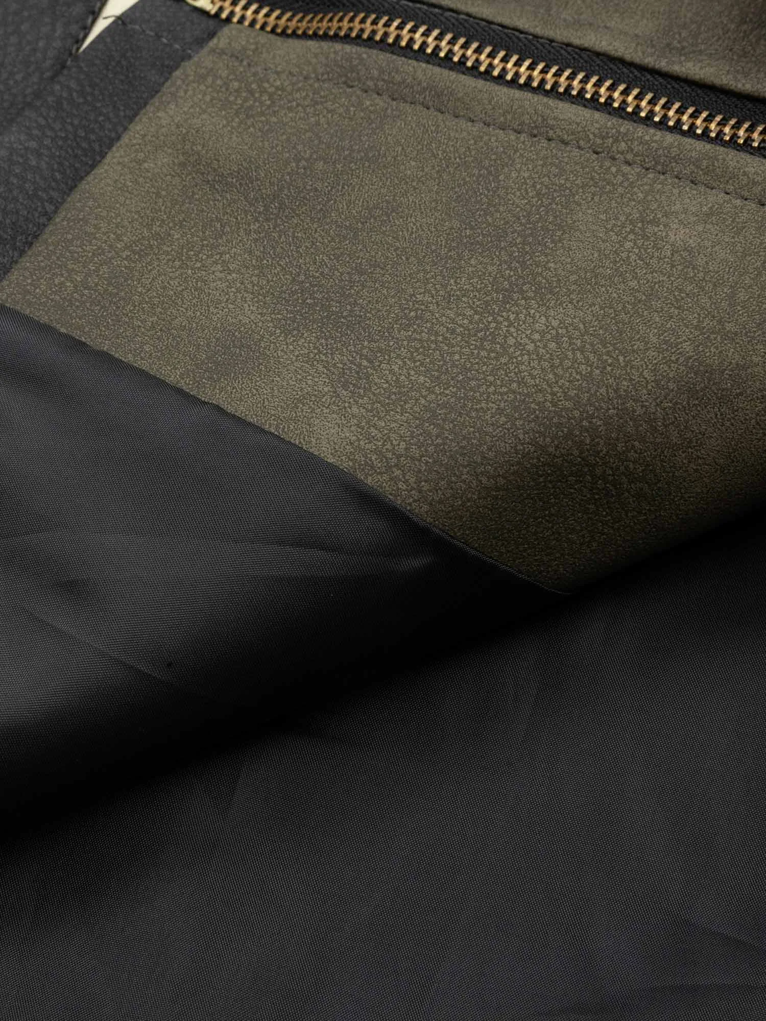 Thesupermade  Contrast Color Suede PU Leather Jacket